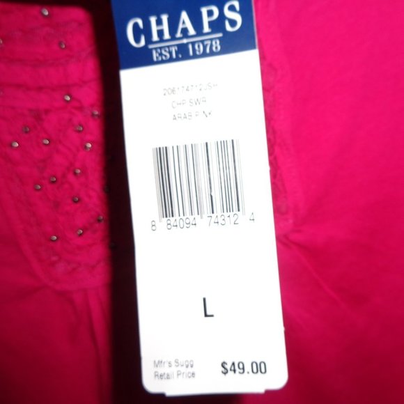 CHAPS Pink Top Size Large NWT - Picture 6 of 10